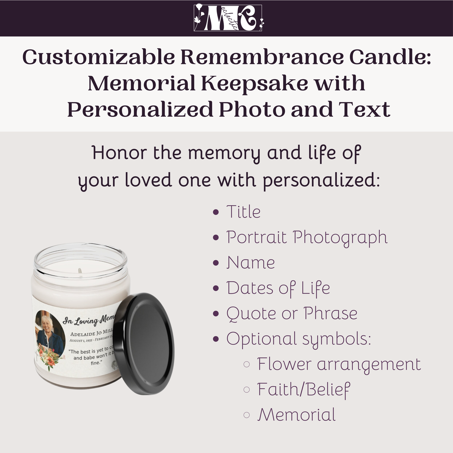 Customizable Remembrance Candle (Dark Background)