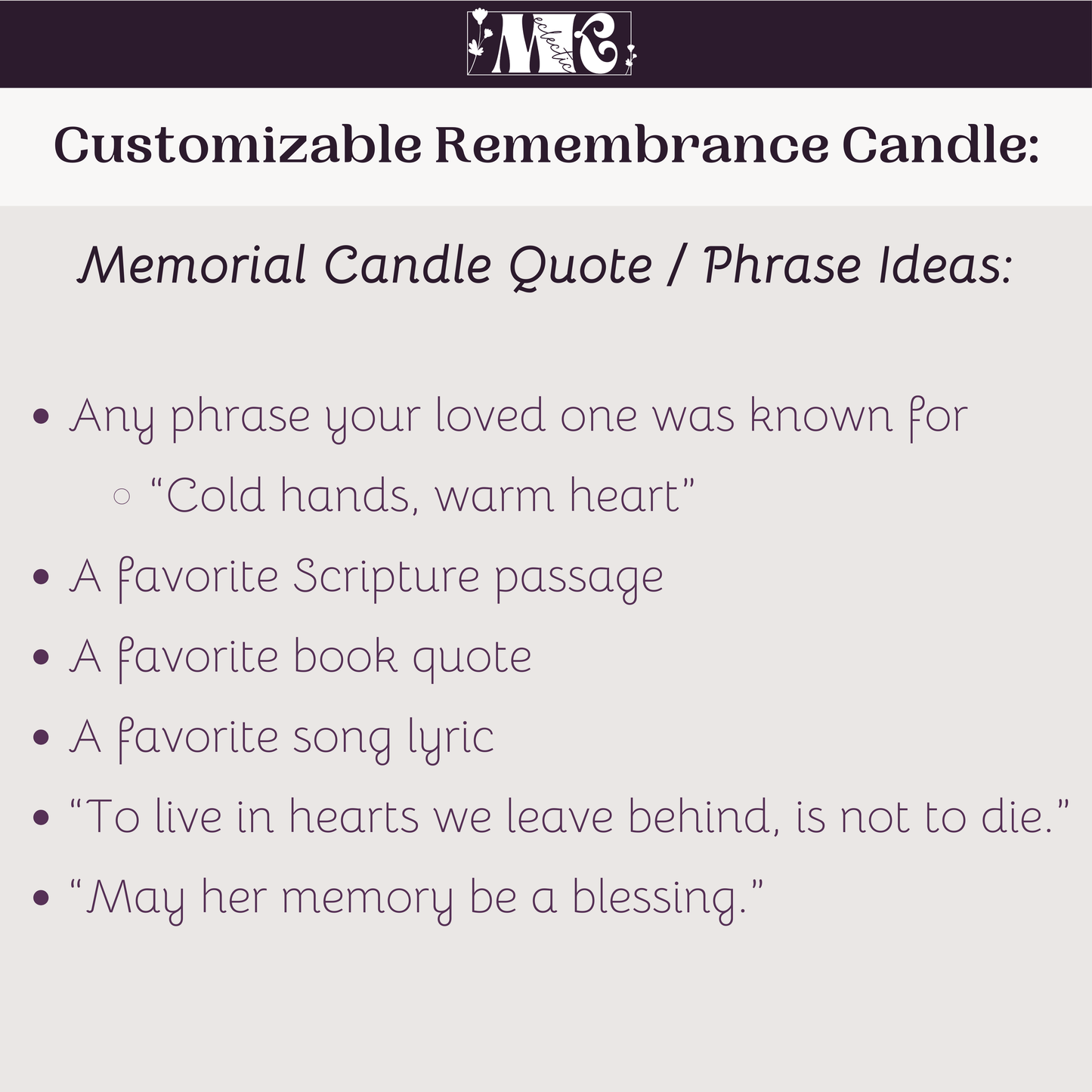 Customizable Remembrance Candle (Dark Background)