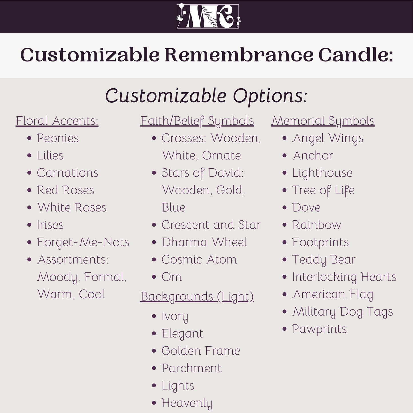 Customizable Remembrance Candle (Light Background)