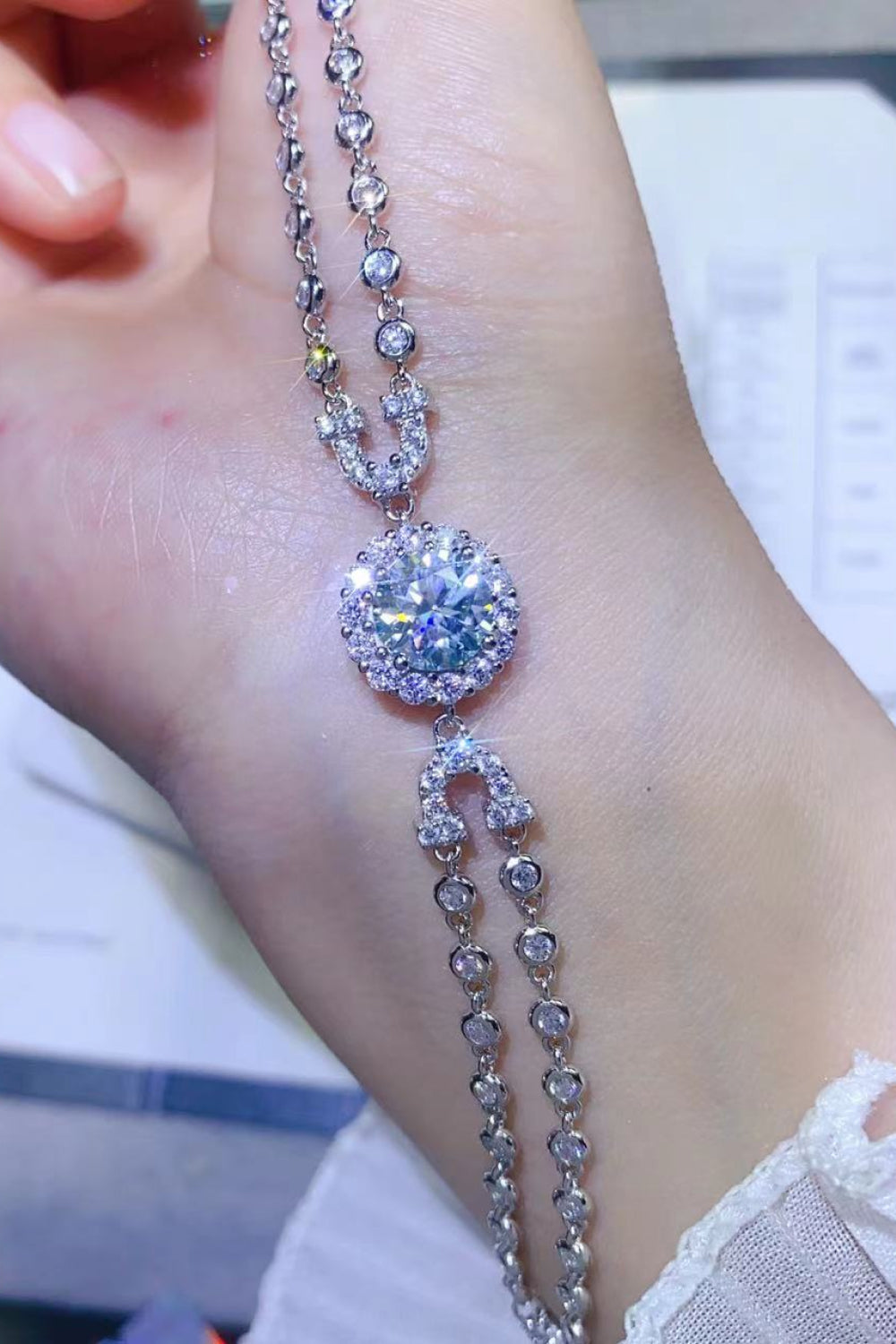 Frosted Elegance Moissanite Double-Layered Bracelet