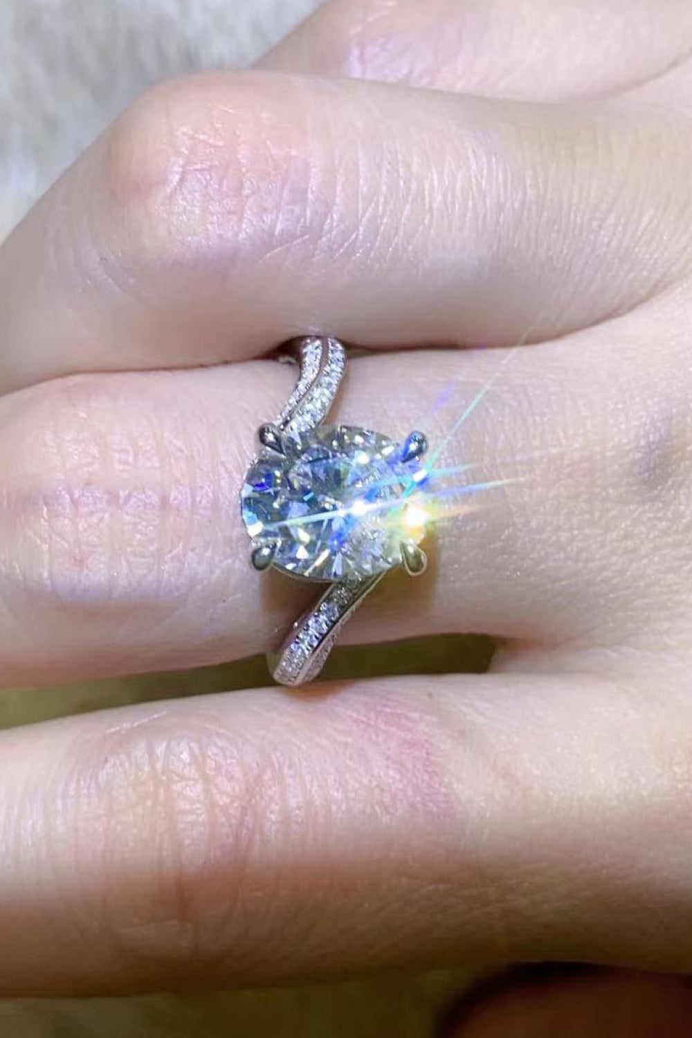 Minimalist Moissanite Side Stone Ring