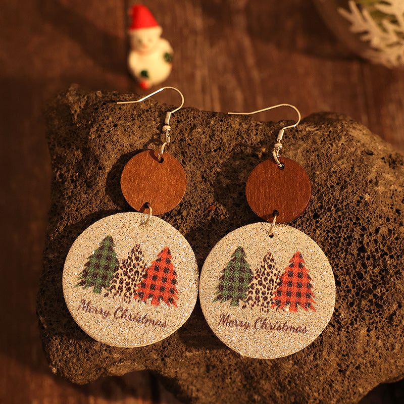 Rustic Charm Christmas Tree Earrings