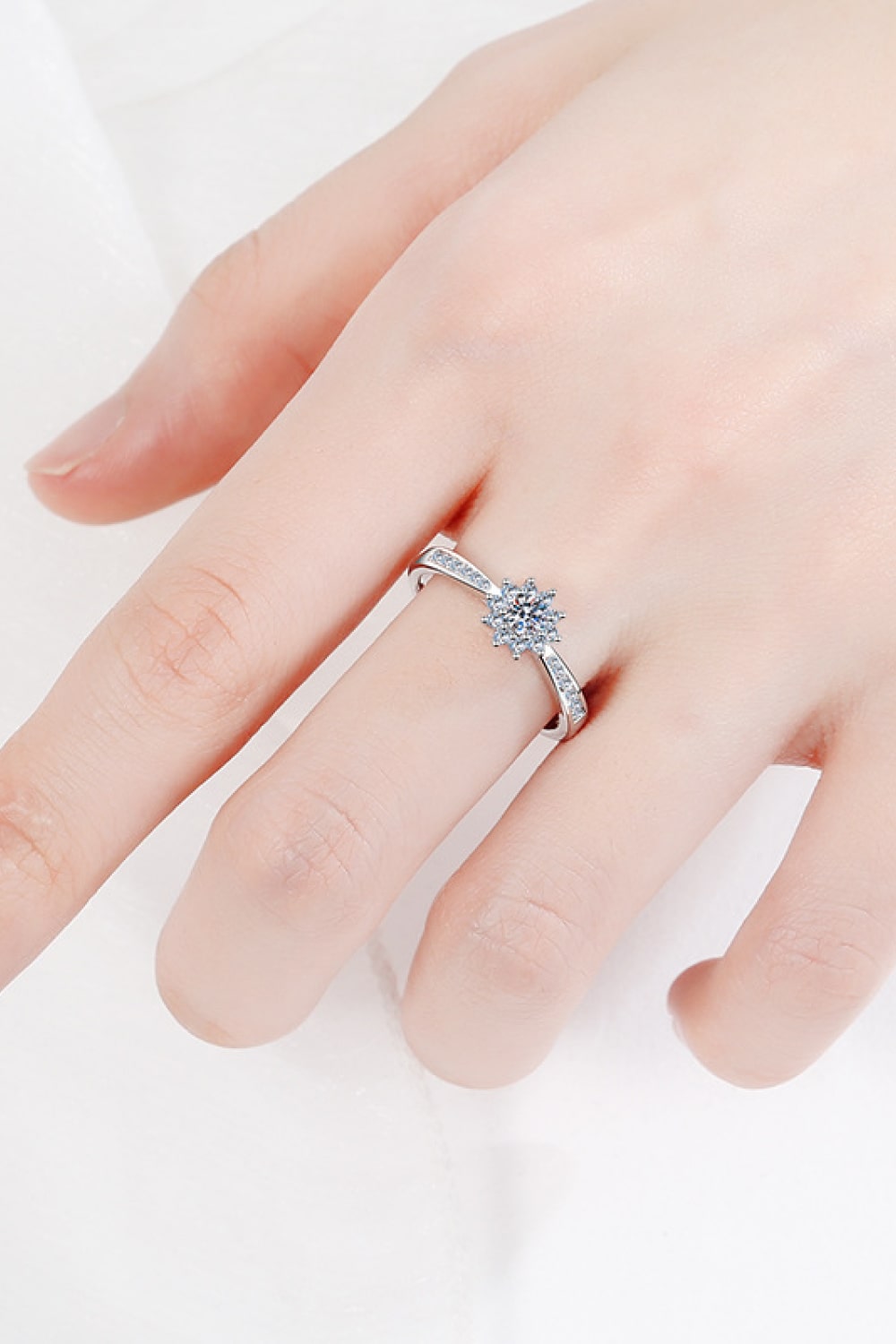 Sparkling Snowflake Moissanite Ring