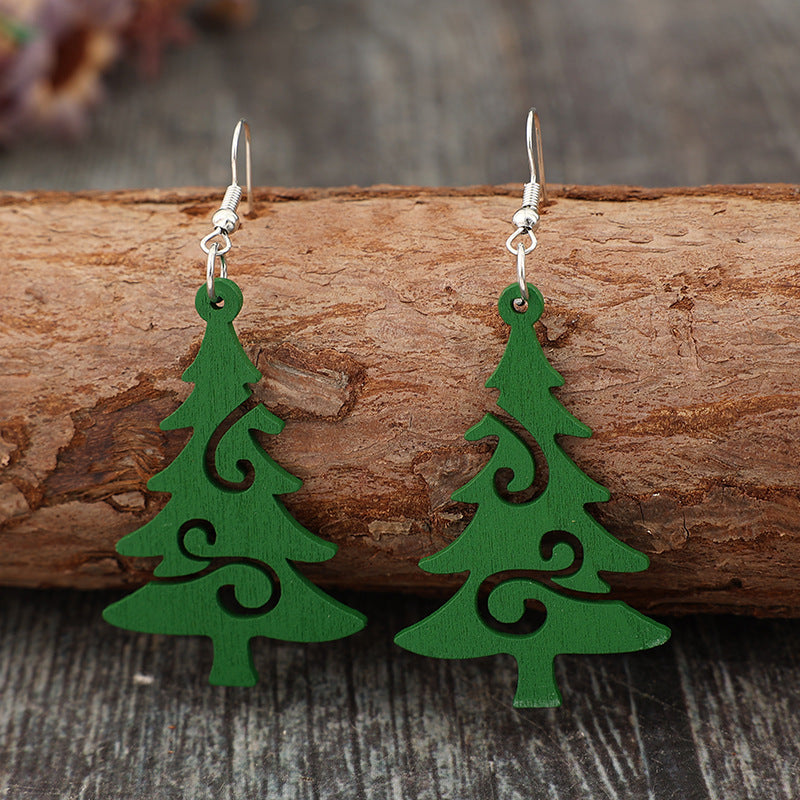 Rustic Holiday Tree Earrings