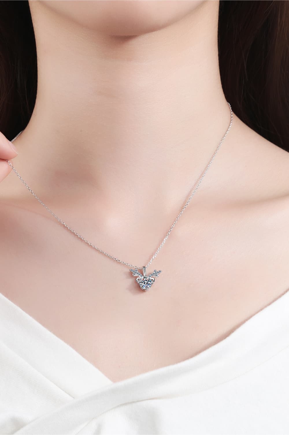Festive Reindeer Moissanite Necklace