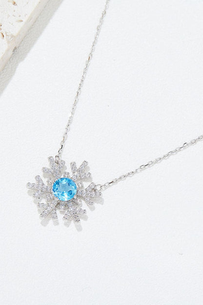 Winter Radiance Topaz Snowflake Necklace