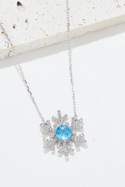 Winter Radiance Topaz Snowflake Necklace