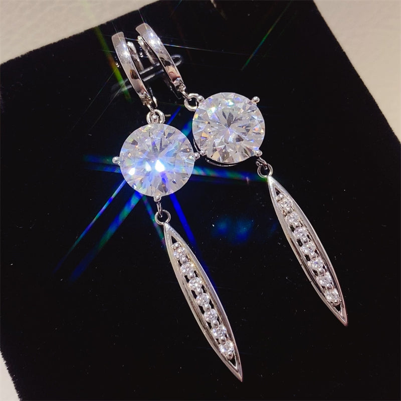 Timeless Moissanite Silver Drop Earrings