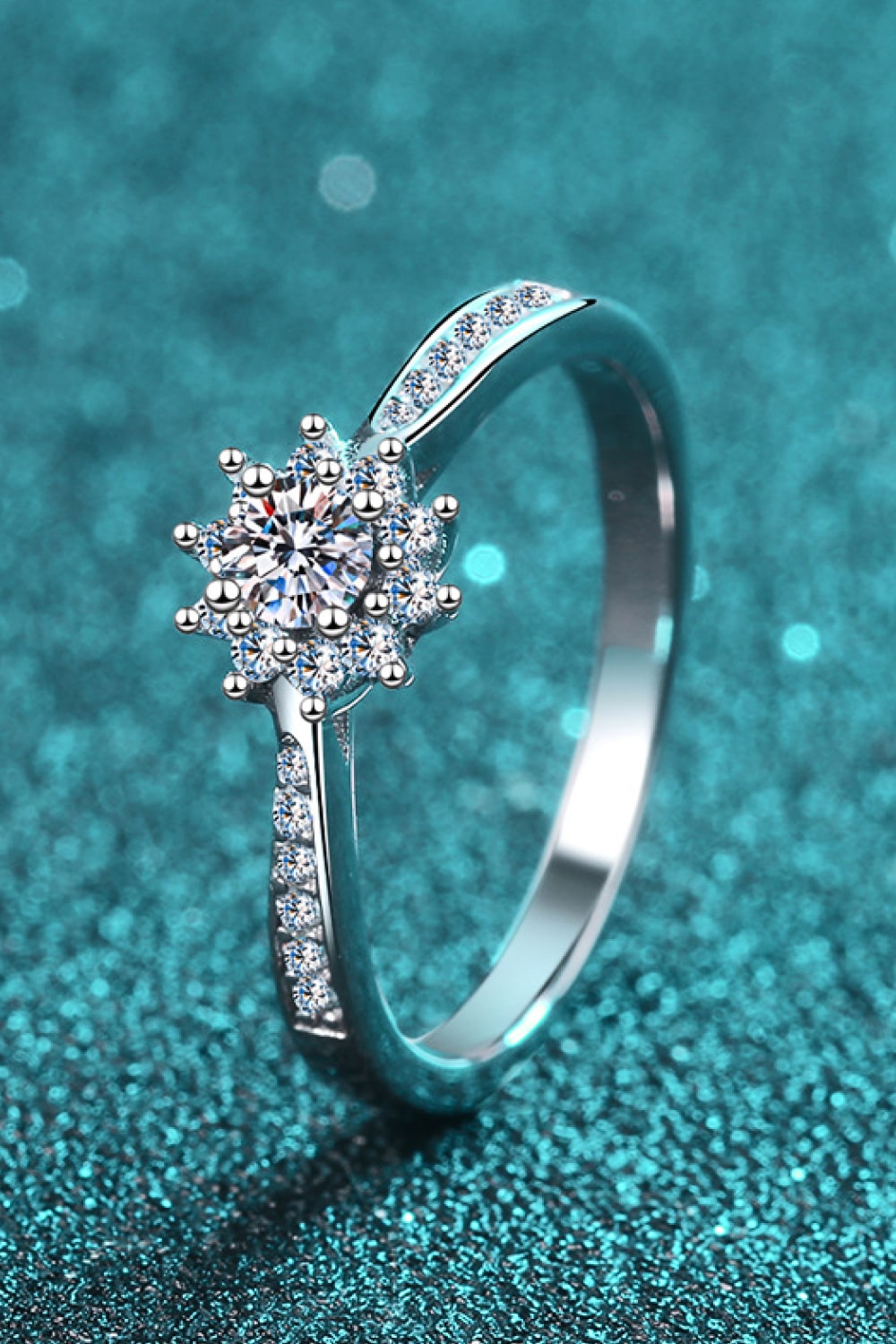Sparkling Snowflake Moissanite Ring