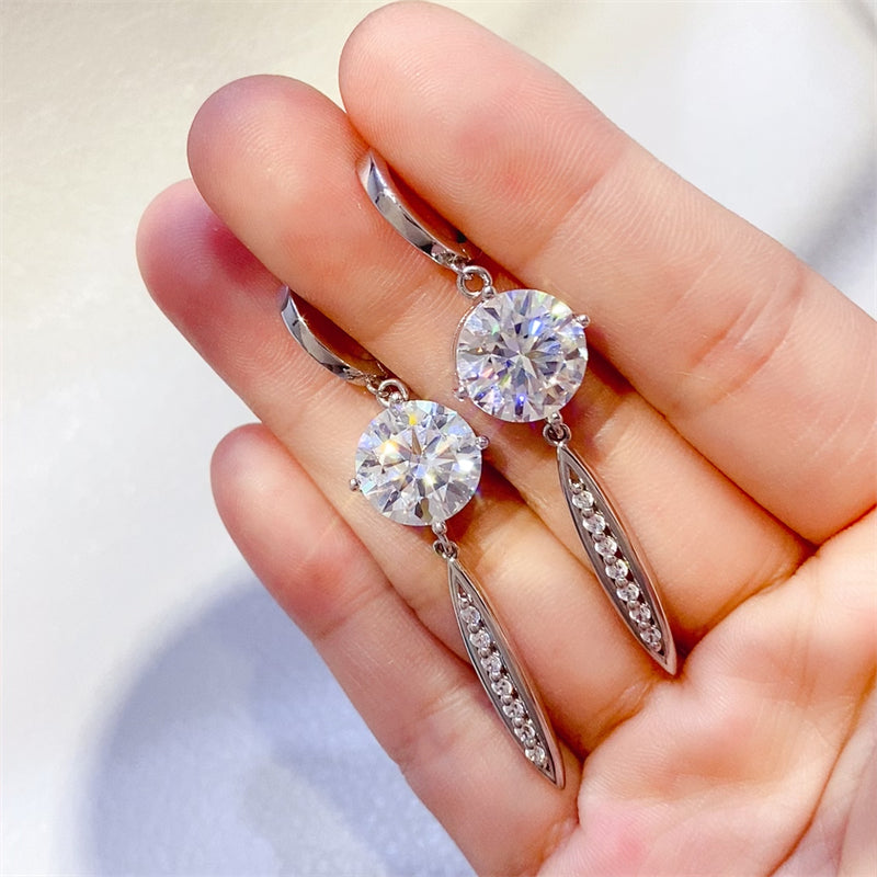 Timeless Moissanite Silver Drop Earrings