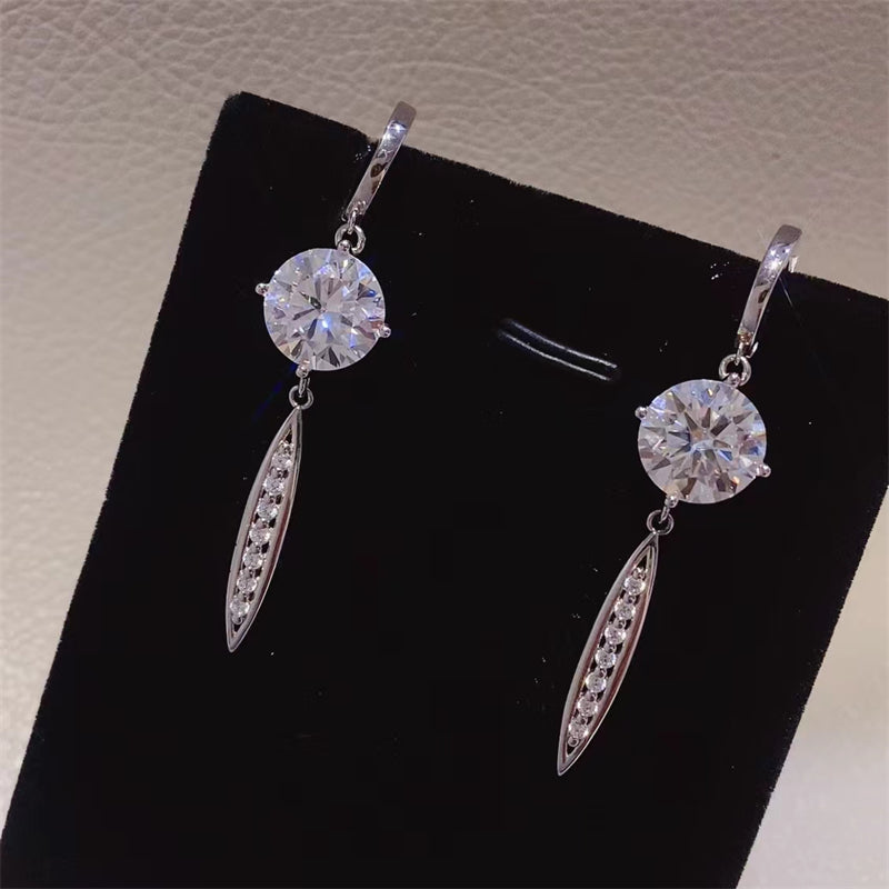 Timeless Moissanite Silver Drop Earrings