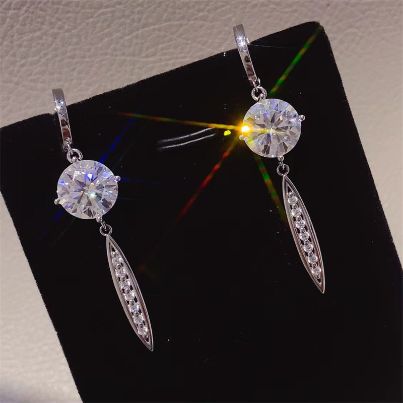 Timeless Moissanite Silver Drop Earrings